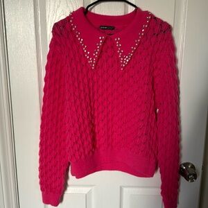 Jeweled collar sweater